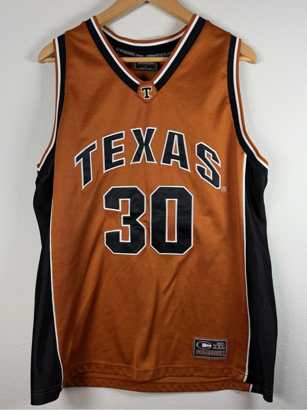 Vintage Colosseum University of Texas Basketball Jersey - Orange & Black